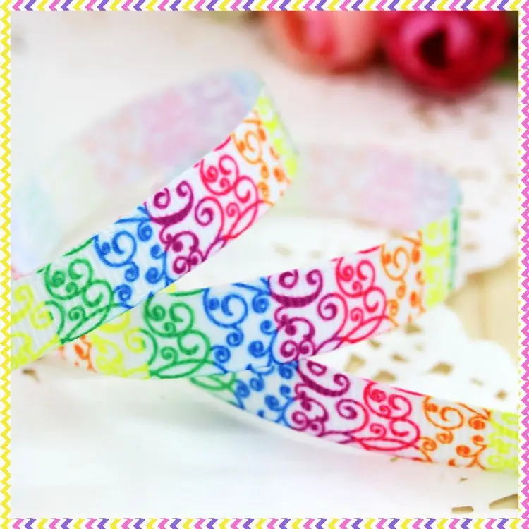 

DHK 3/8'' 5yards swirls printed grosgrain ribbon headwear hair bow diy party decoration OEM Wholesale 9mm C1305