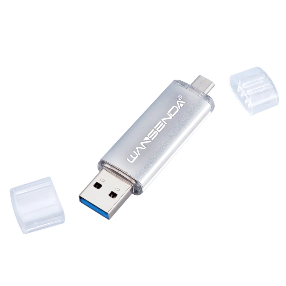 Wansenda USB 3,0 USB флеш-накопители высокоскоростной флеш-накопитель 8 ГБ 16 ГБ 32 ГБ 64 Гб 128 ГБ 256 Гб OTG флеш-накопитель для системы Android - Цвет: Серебристый