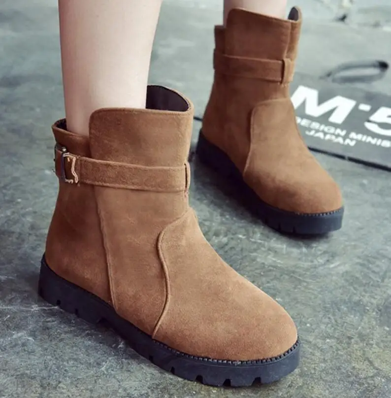 Женские ботильоны zapatos mujer Винтаж из искусственной замши Matin теплая женская обувь