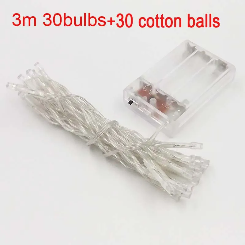 NO7 3m 30 balls 20 Вт, 30 Вт/35/40/50/80 лаванды ватные шарики светодиодный светящиеся гирлянды Рождественский праздник Свадебные гирлянды люсис привело - Испускаемый цвет: NO7 3m 30 balls