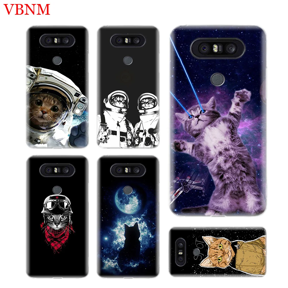 Кот космонавт прочный мягкий ТПУ чехол для телефона LG V40 G6 G7 Q6 Q8 Q7 G5 G4 V30 V20 V10 K8 K10 2018
