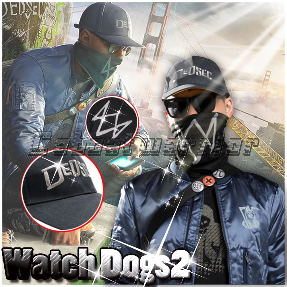 Игра Watch Dogs 2 Косплей Маркус Холлоуэй черный цвет шапка и маска аксессуары |