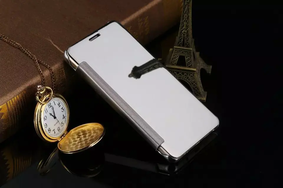 Умный кожаный чехол-книжка для samsung Galaxy S11 S10 S7 Edge S8 S9 Plus Note 7 8 9 10 C5 C7 C9 Pro роскошный зеркальный прозрачный чехол