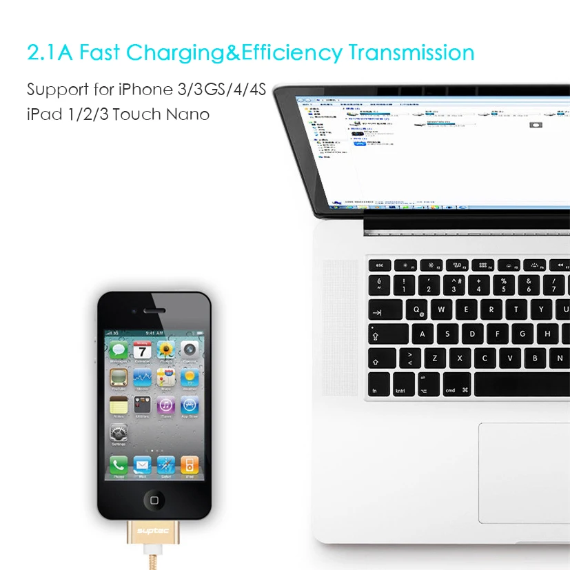 USB кабель SUPTEC для iPhone 4 30 контактный быстрой зарядки 3 gs iPad 2 iPod Nano touch зарядное