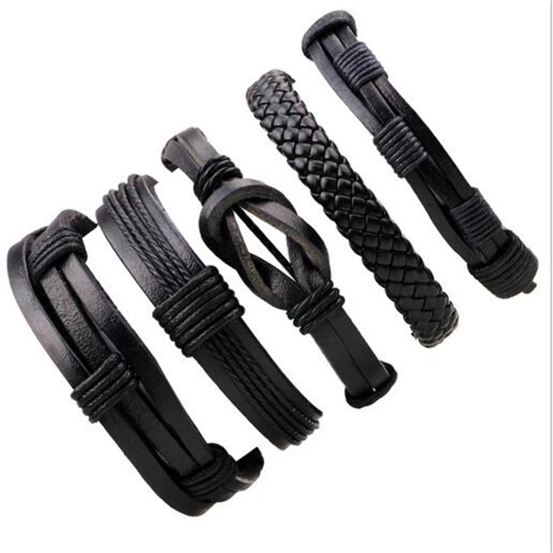 Оптовая продажа 3-6 шт./лот ручной работы этнический Племенной настоящий обруч очаровательный мужской pulsera черный плетеный кожаный браслет на запястье Оптовая продажа 3-6 шт./лот ручной работы этнический Племенной настоящий обруч очаровательный мужской pulsera черный плетеный кожаный браслет на запястье