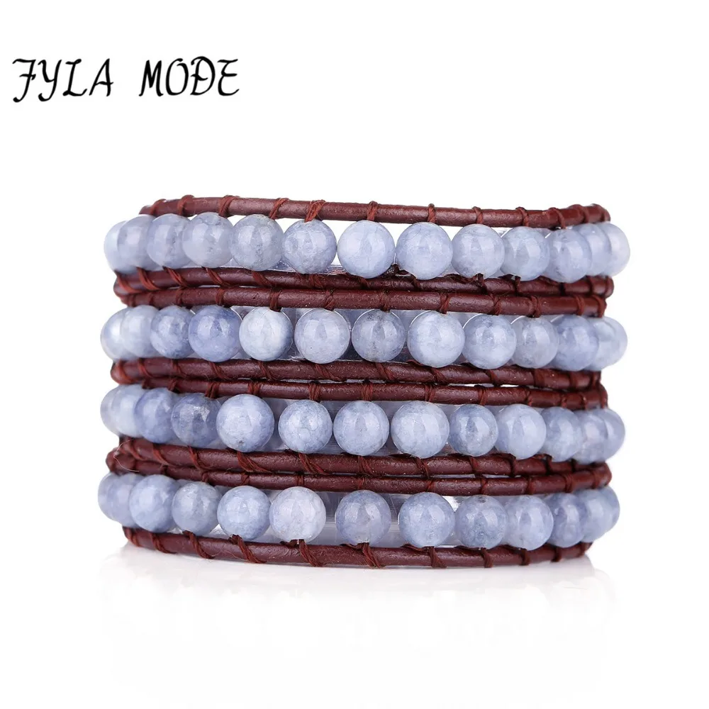 Браслет из бусин Fyla Mode плетеный коричневый кожаный шнур 6 мм | Украшения и