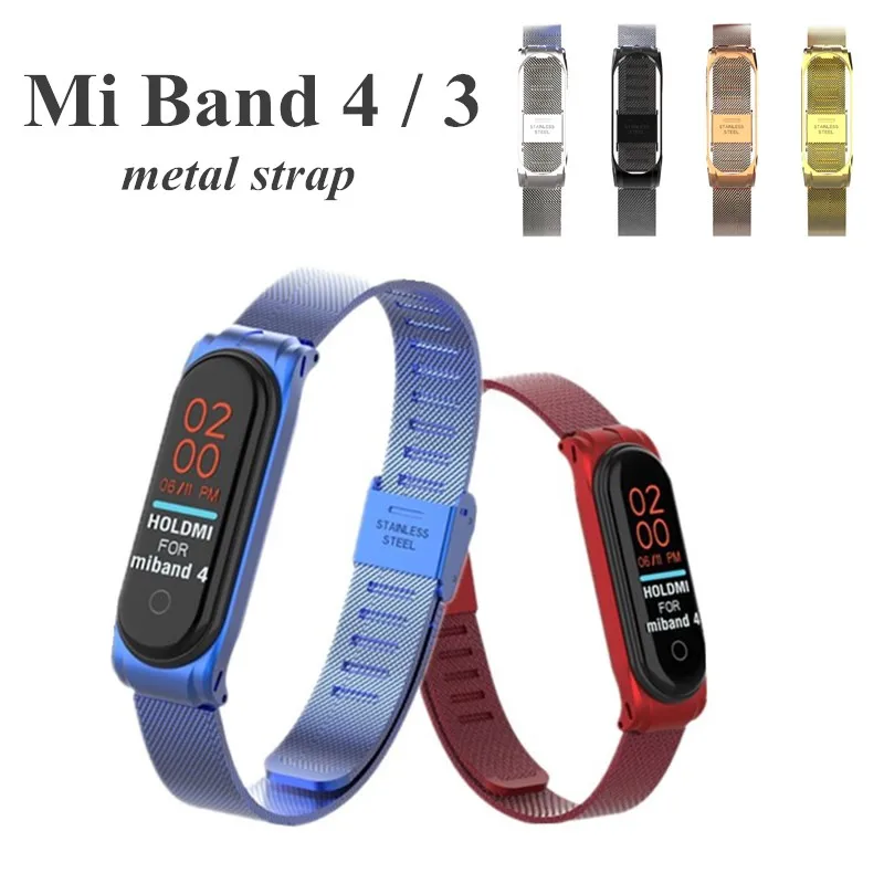 Mi Band 4 3 магнитный ремешок металлический ремешок из нержавеющей стали mi band 4 3 браслеты mi band 4 3 ремешок металлический браслет для xiaomi mi band 4