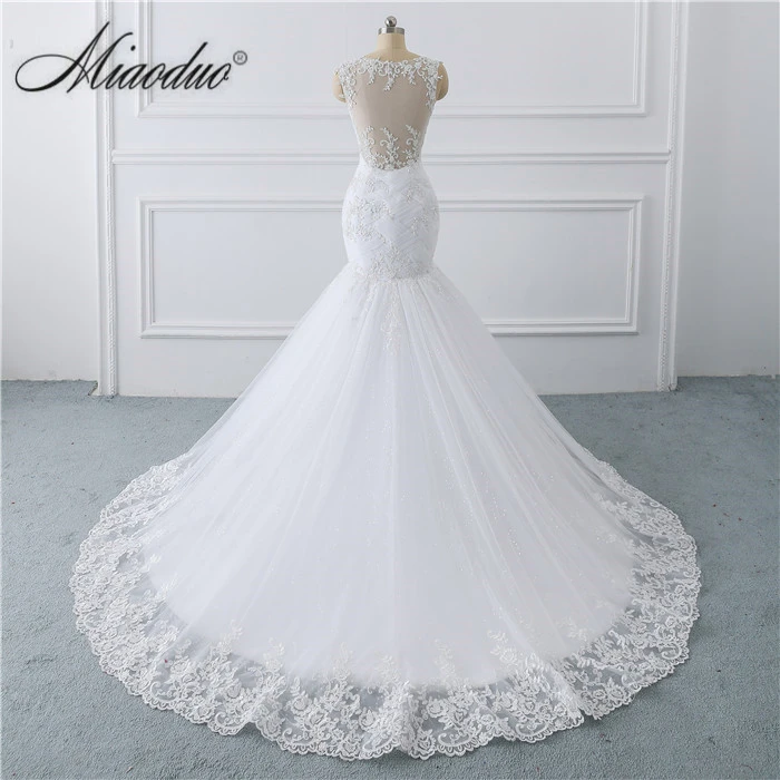Miaoduo vestidos de novia Tank Illusion Back Appliques кружевные свадебные платья длинный халат de mariage Ghana Новое свадебное платье русалки