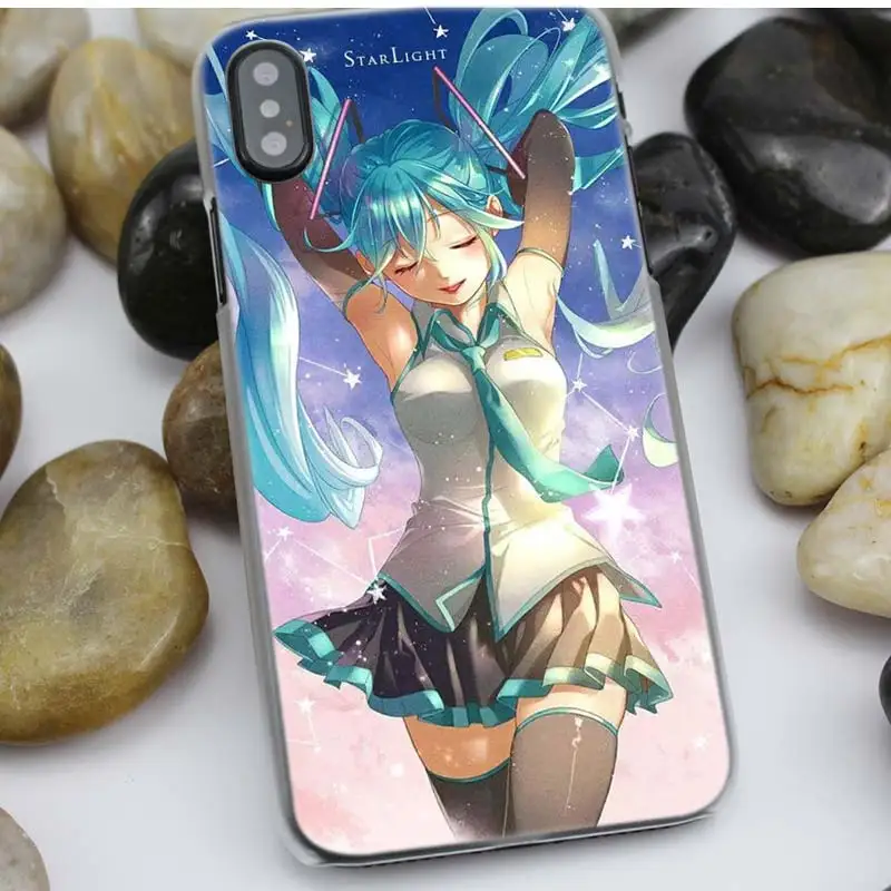 Жесткий пластиковый чехол с Аниме Хацунэ Мику для iPhone XS Max XR X 10 7 8 6 6S Plus 5S SE 5 4S 4 5C, прозрачный чехол для телефона
