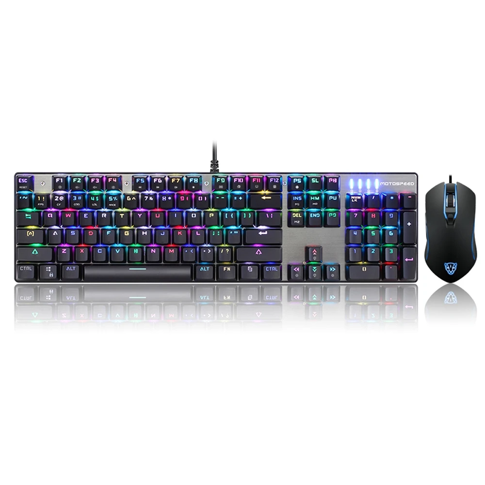 Motospeed CK888 RGB LED Backlight Gaming Mechanical Keyboard + Adjustable DPI Mouse Set with 1.8m Cable for Computer Pro Gamer | Компьютеры