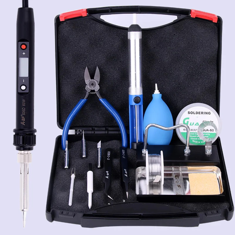 ABF-836D SET5 A-BF 836D Цифровой паяльник с ЖК-дисплеем, Регулируемый температурный комплект с 3 наконечниками для паяльника и 1 губкой бесплатно - Цвет: ABF-836D SET5