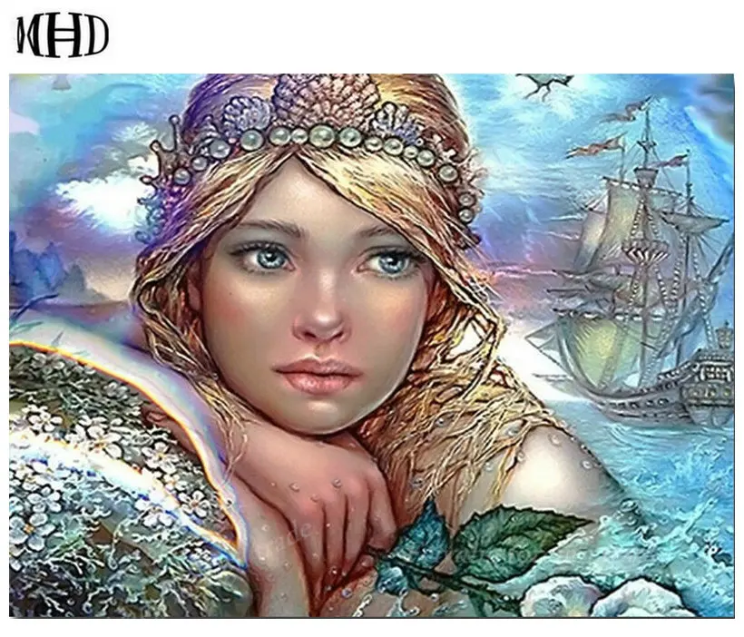 MHD 3D diy алмазная живопись Женская икона морская женщина успешная вышивка крестом