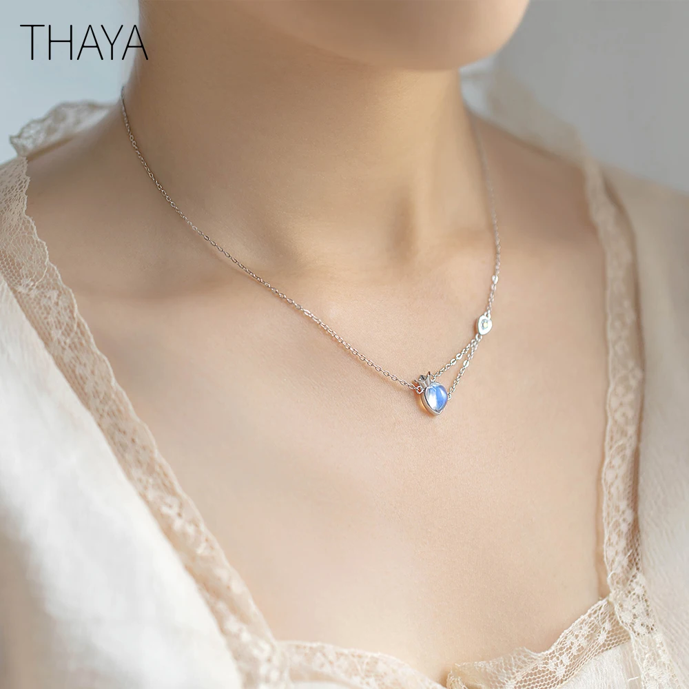 Thaya, оригинальное ожерелье принцессы и рыцаря, натуральный лунный камень, форма капли воды, дизайн, Стерлинговое Серебро, для женщин, элегантный подарок