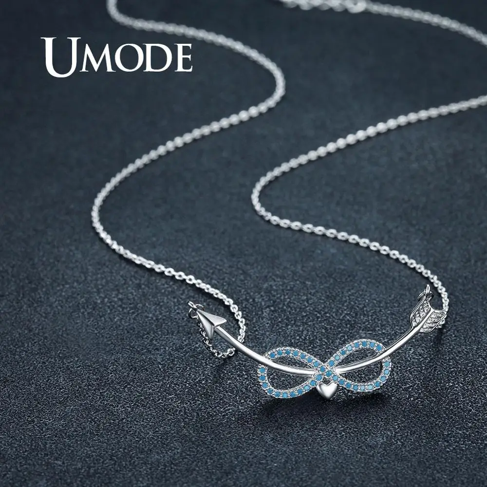 Женское Ожерелье Бесконечность UMODE из белого золота модная Длинная цепочка со