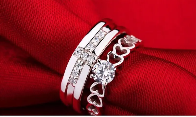 S925 стерлингового серебра кольца пара белый творческий обручальное кольцо