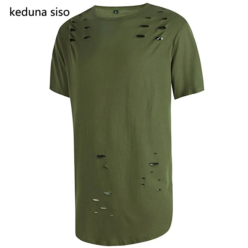 футболки мужские футболка Лето 2017 г. хип хоп О образным вырезом для мужчин рваные