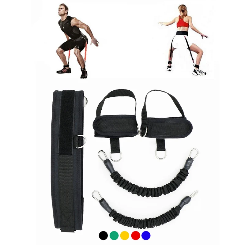

Resistance Training tubes with Waist Belt 70LBS Ankle straps for boxing Fitness Training Leg Arm Taekwondo Crossfit Jump