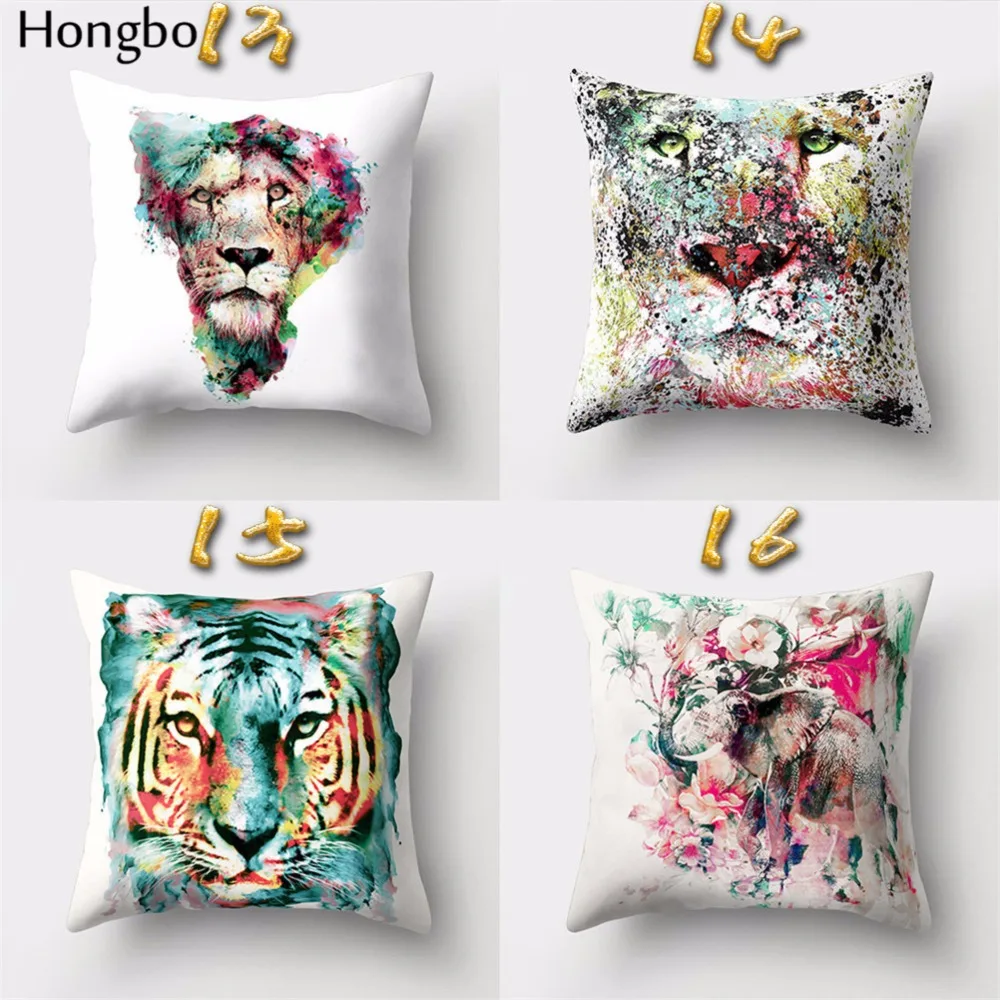 Hongbo 1 шт. птица Тигр Слон Лось лиса Подушка Чехол наволочка для автомобиля дивана
