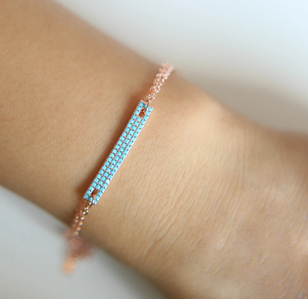 Очаровательный браслет слайдер для женщин Синий Бирюзовый регулируемый