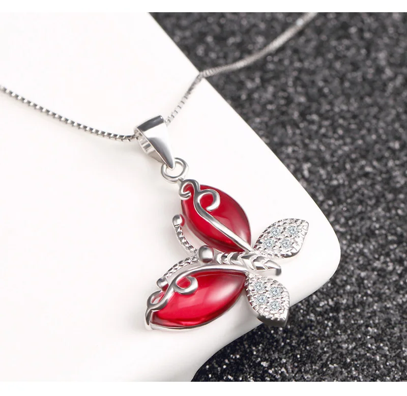 Butterfly Jewellry 925 Sterling Silver Crystals Butterfly Pendant Necklace for Women Engagement Fine Jewelry Choker