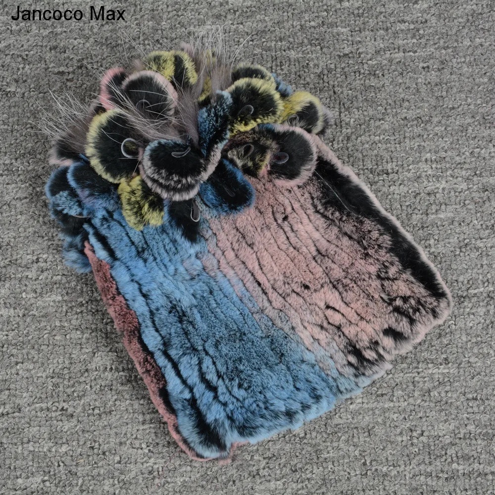 Jancoco Max женские зимние модные шапки из натурального меха кролика рекс шапочки женские высокого качества Skullies теплая шапка S7144
