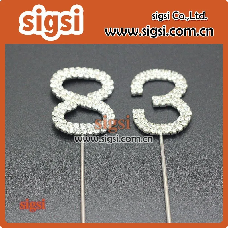 

Manufactrer Wholesale Number Rhinestone Cake Topper For Decoration