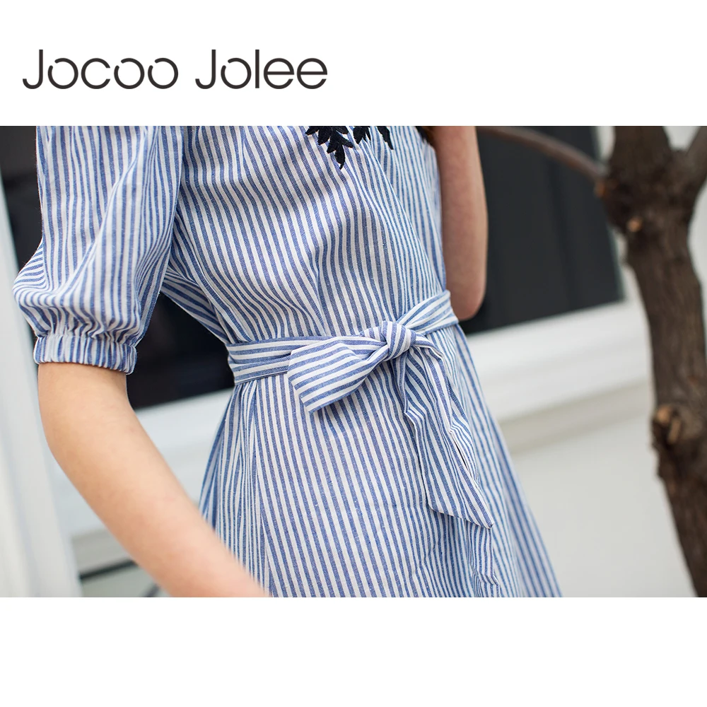 Jocoo Jolee Модное Длинное Платье с вышивкой вырезом лодочкой полурукавами и поясом