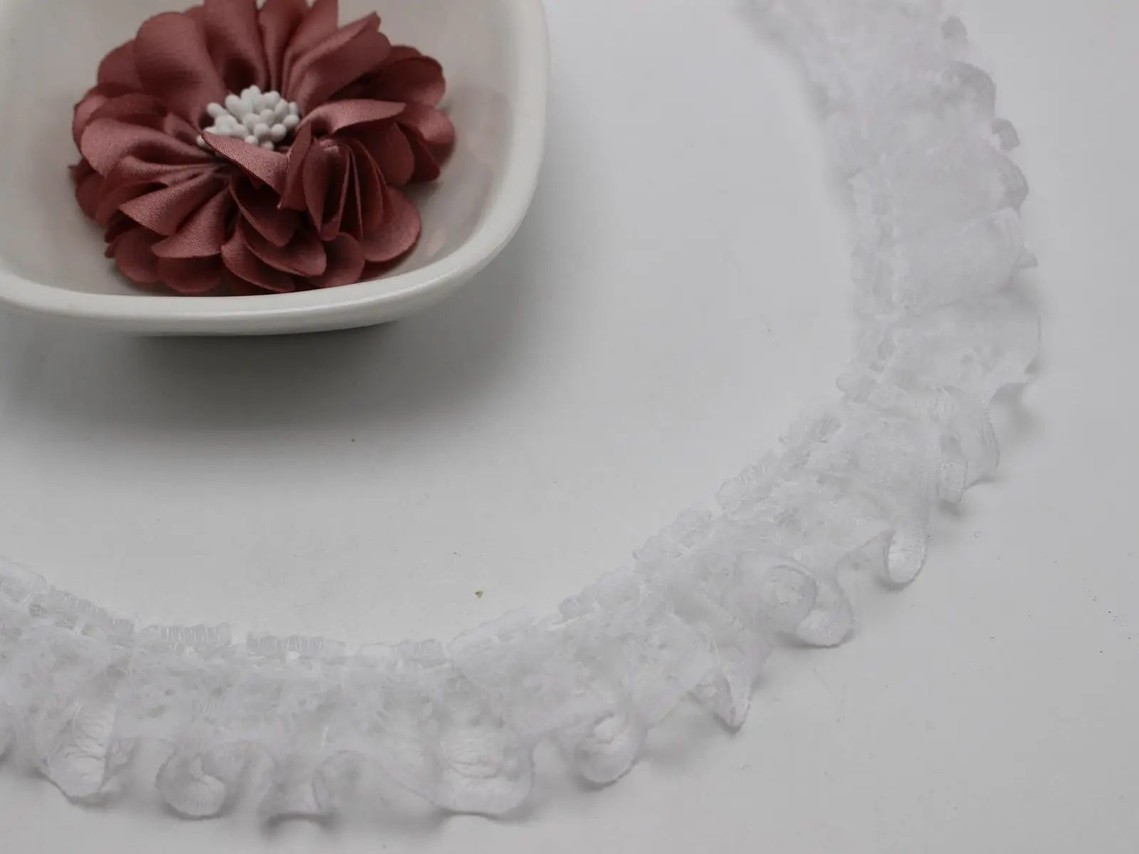 Белая кружевная лента с оборками 5 метров 23 мм для шитья свадьбы рукоделия|lace trim