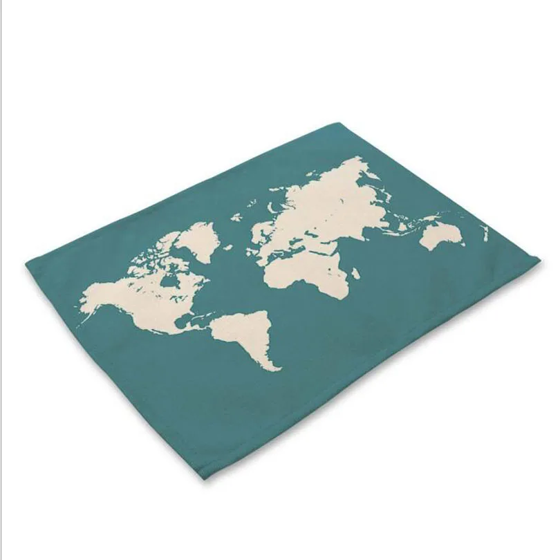 Карта мира столовых коврик из ткани украшение стола Кухня Posavasos Manteles individuales