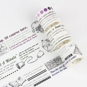 Винтажная лента васи с английскими персонажами, декоративная клейкая лента этикеток, наклейки, канцелярские принадлежности