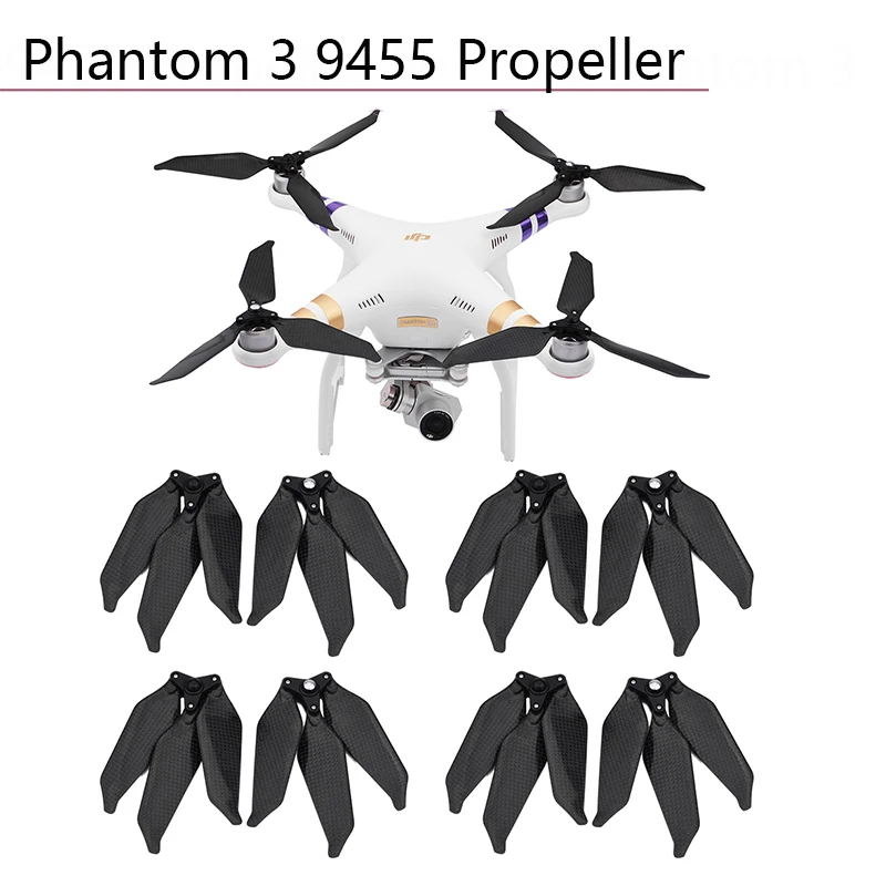

8pcs/4pair Carbon Fiber 9455 Foldable Propellers Low Noise 3-Blade Drone Parts for DJI Phantom 3 20A Spare Parts Accessories