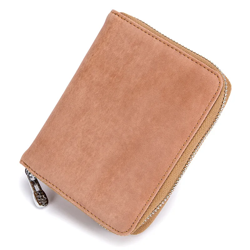 bean color Moxi держатель для карт женский кошелек Карманный ID Держатель карты RFID Блокировка мини короткий кошелек из натуральной кожи кошелек для монет, карт - Цвет: bean color