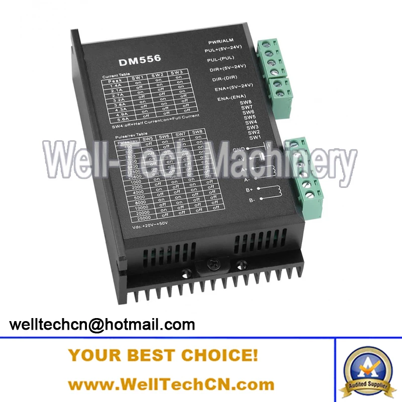 DM556 2-фазный шаговый мотор драйвер 42/57 шаговый двигатель контроллер 24 V-с алюминиевой крышкой, 50В DC8 уровень Выход ток Шаг более крутой мотор драйвер ша