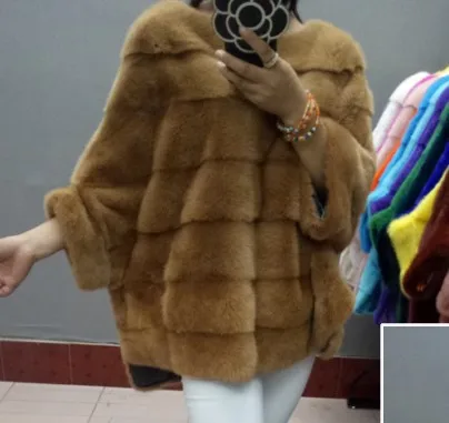 Роскошный женский шуба из натуральной норки в полоску пуловер пальто - Цвет: camel