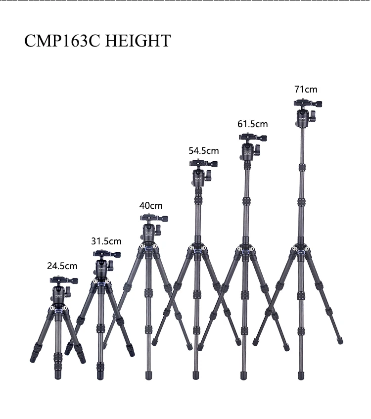AOKA CMP163C 496g Максимальная загрузка 3 кг легкий Настольный мобильный DSLR мини-штатив из углеродного волокна для камеры телефона