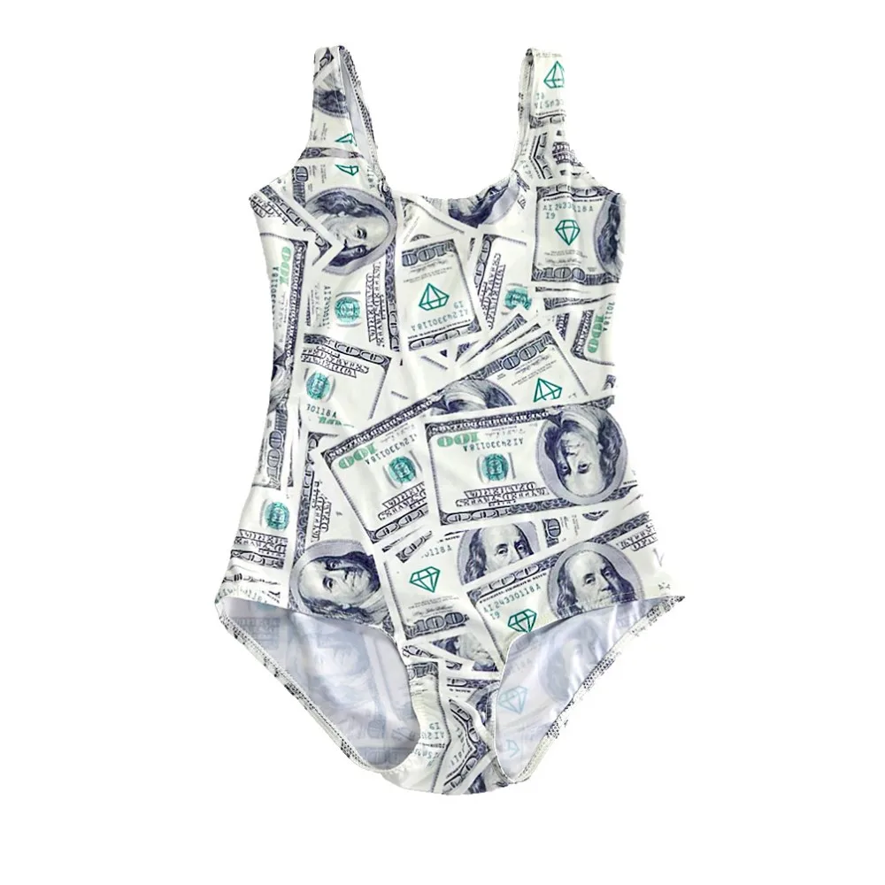4XL 4 узора американский доллар наличные печати сексуальные купальники одна деталь для женщин синий красный сексуальная пляжная одежда треугольные костюмы