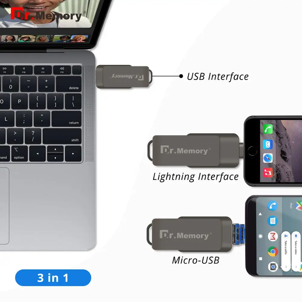 OTG USB флеш накопитель 64 Гб 3 0 для iPhone/iPad/IOS/Android/ПК ГБ 32 16 8 металлическая Флешка