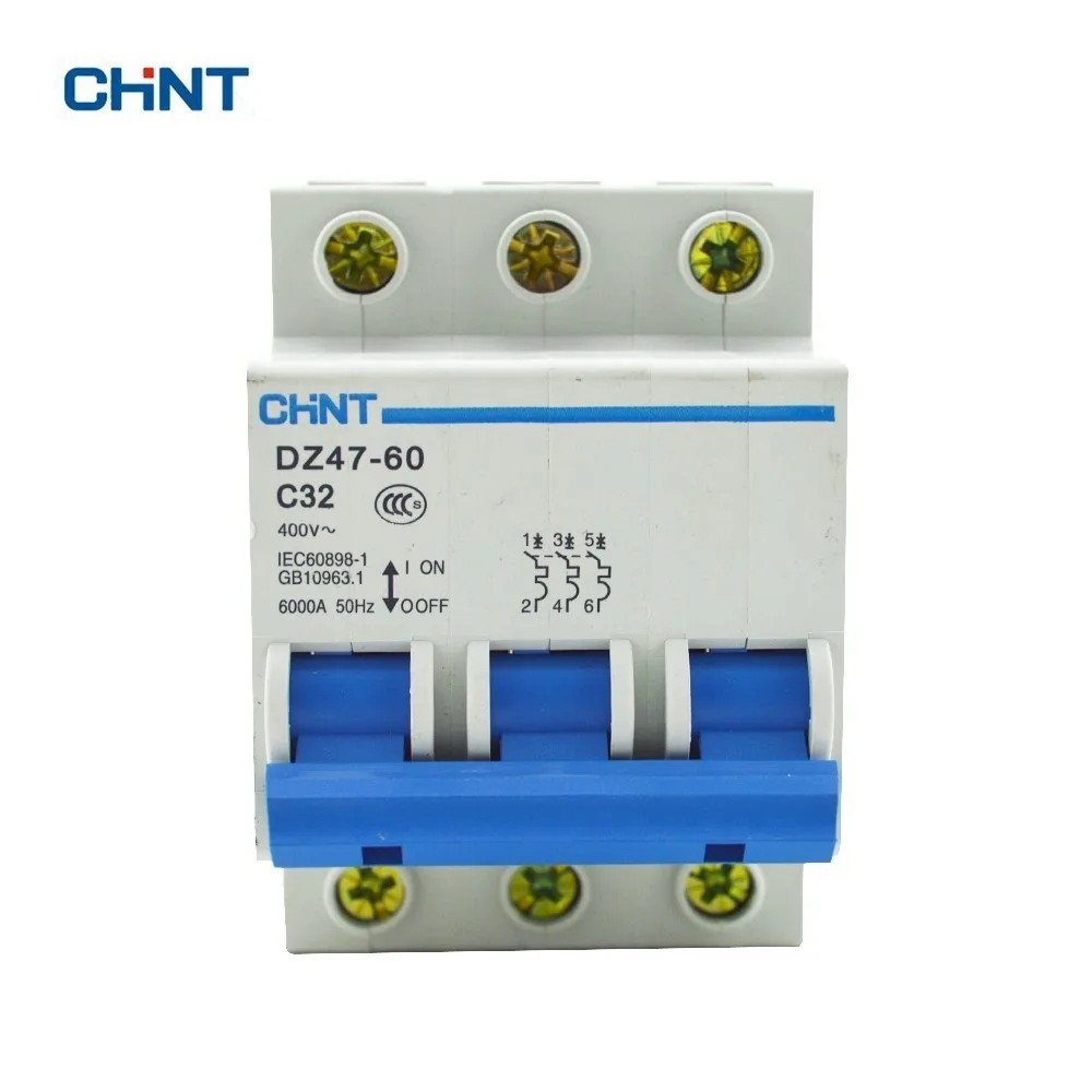 Миниатюрный автоматический выключатель CHINT DZ47 60 C32 AC230/400 V 3 P 32A с номинальным