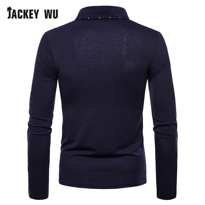 JACKEYWU Мужская рубашка поло весна 2019 модная чистый цвет длинный рукав хлопок