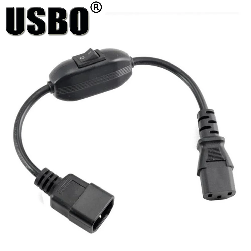 Черный Удлинительный шнур 0 3 м из ПВХ и меди IEC320 C13 к C14 10 А независимый