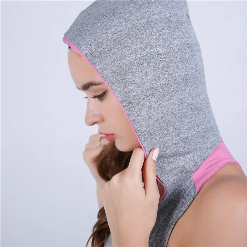 2017 Женский спортивный комбинезон с капюшоном буквенным принтом светло-серый