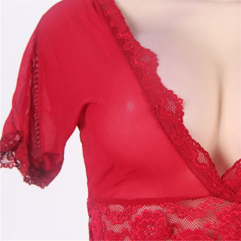 Сексуальное кружевное нижнее белье с глубоким v образным вырезом размера плюс