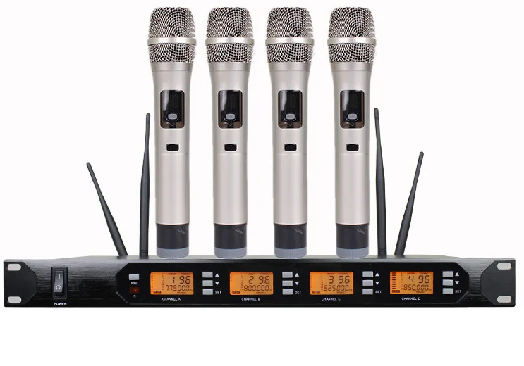 Ручная Беспроводная микрофонная система UHF 4 канала профессиональный микрофон