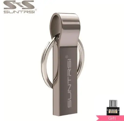 black with adapter Suntrsi USB флеш-накопитель 64 Гб металлический флеш-накопитель USB флешка брелок Водонепроницаемый флеш-накопитель USB флеш-накопитель на заказ 32 Гб - Цвет: black with adapter