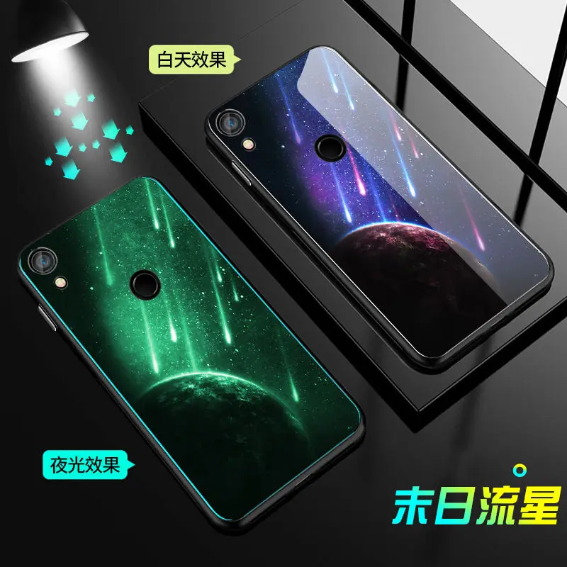 Чехол для huawei Honor 7X, чехол, светящаяся задняя крышка из закаленного стекла для huawei Honor 7A 7C Pro 8A, чехол, силиконовый чехол для телефона