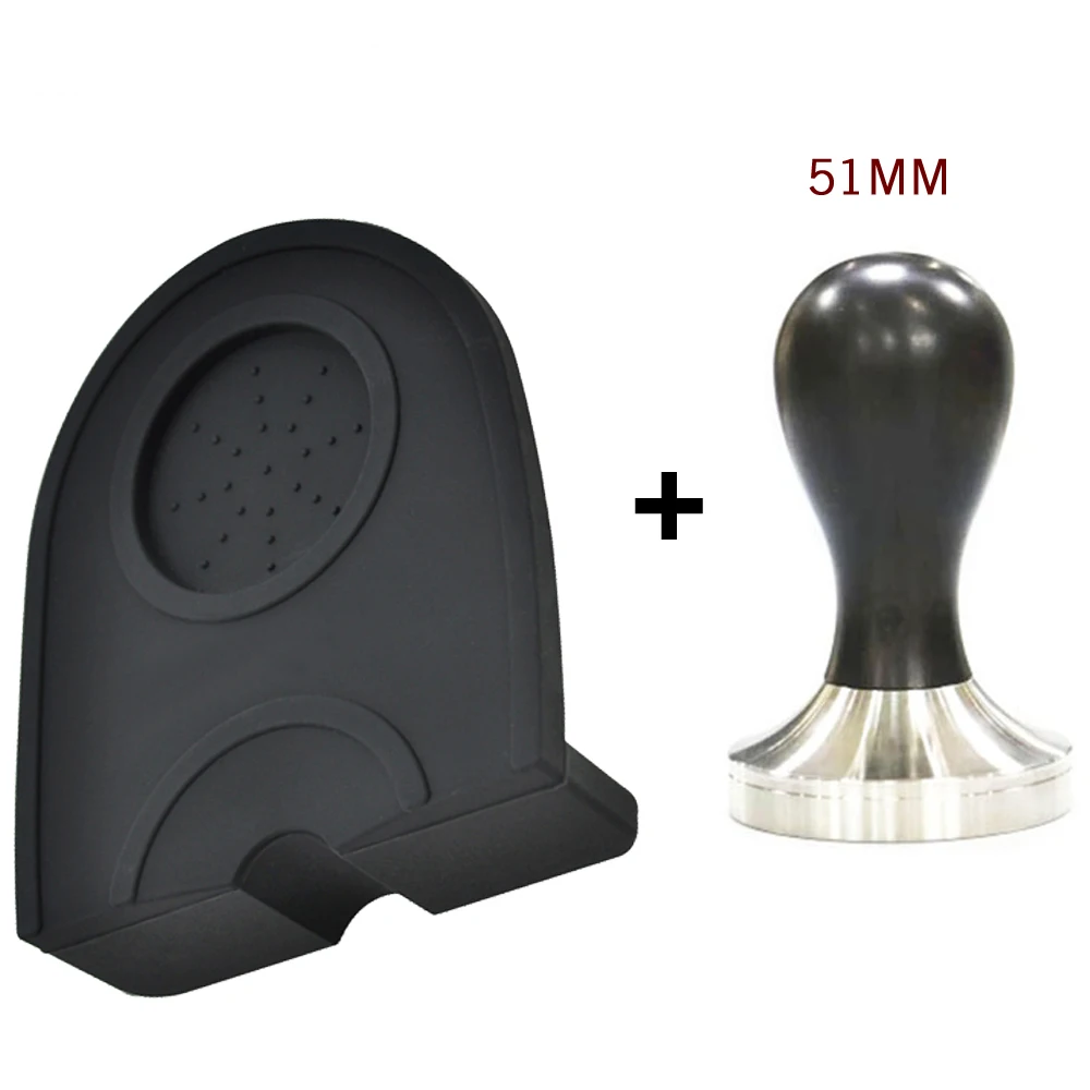 Black51 49/51/53/58 мм Силиконовые Кофе вскрытия коврик 304 Нержавеющая сталь Кофе трамбовки инструмент - Цвет: Black51