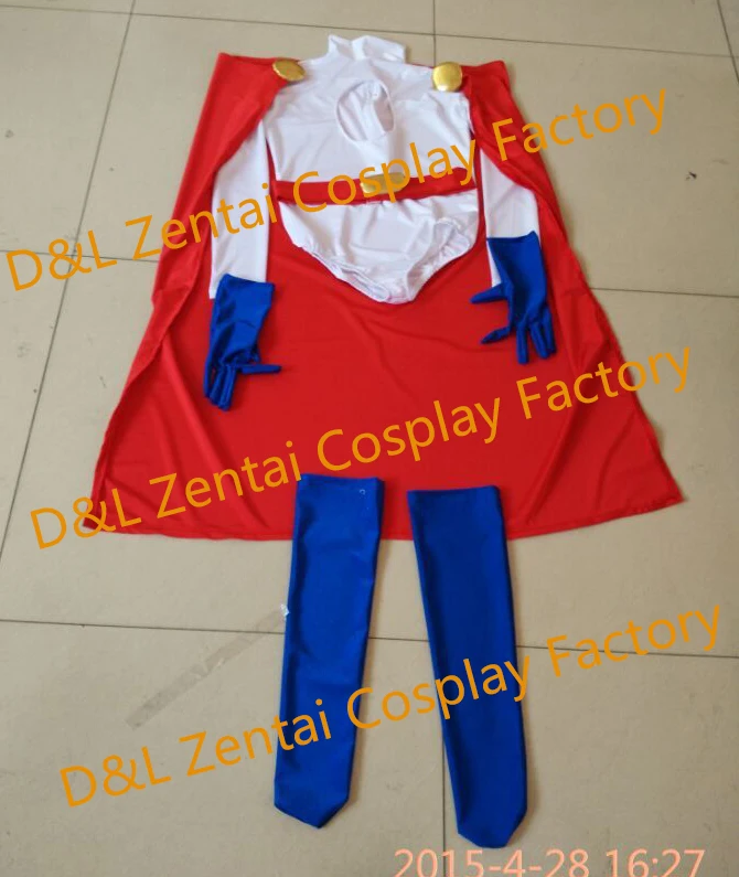Бесплатная доставка DHL Хэллоуин косплей зентай костюм сила девушка белый лайкра