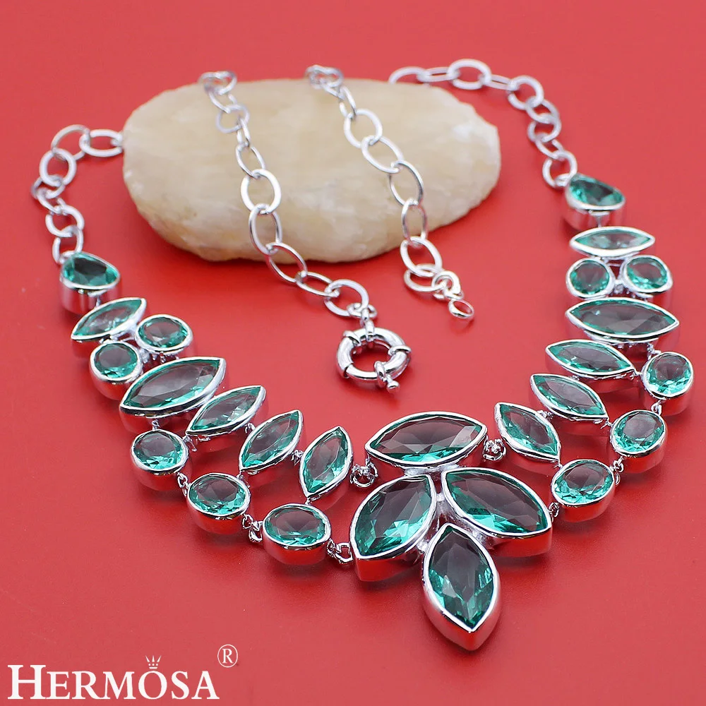 Женское ожерелье из серебра с зеленым орнаментом 22 дюйма|sterling silver necklace|925 sterling