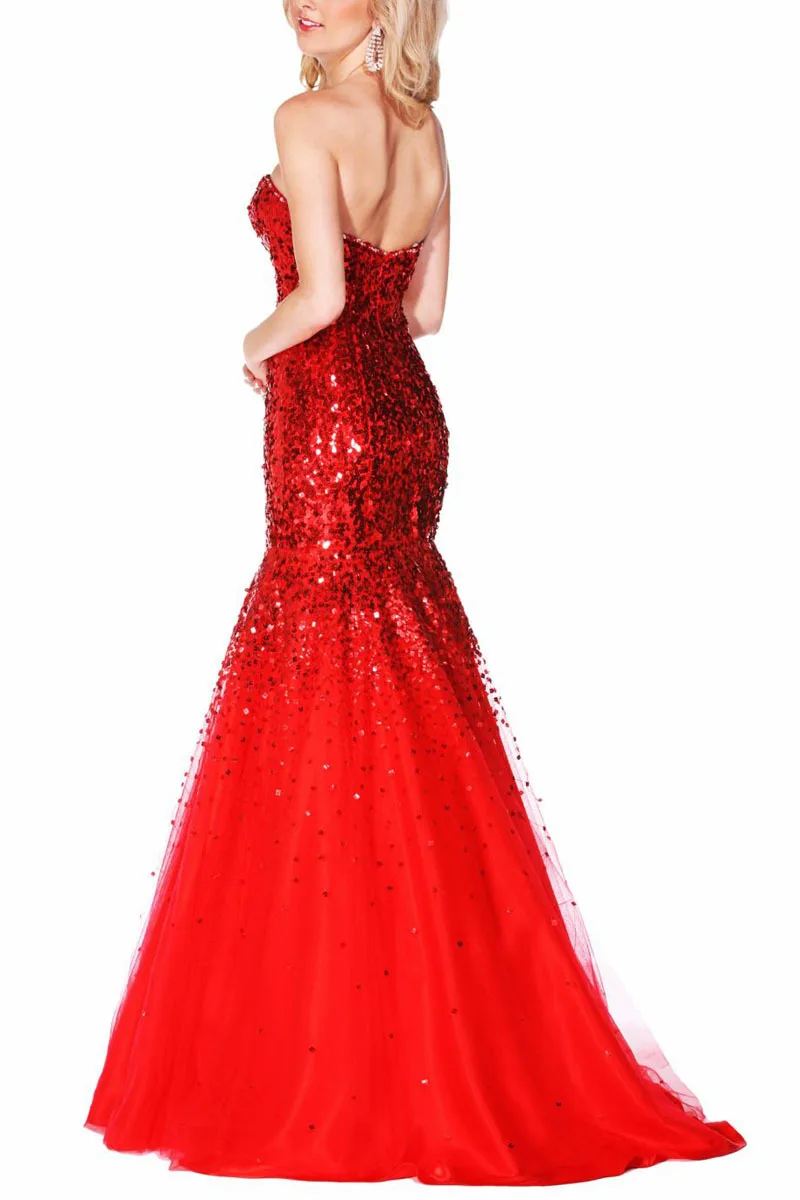 Роскошные блестками дизайн длинное вечернее dress2016 новый sexy милая шеи красный