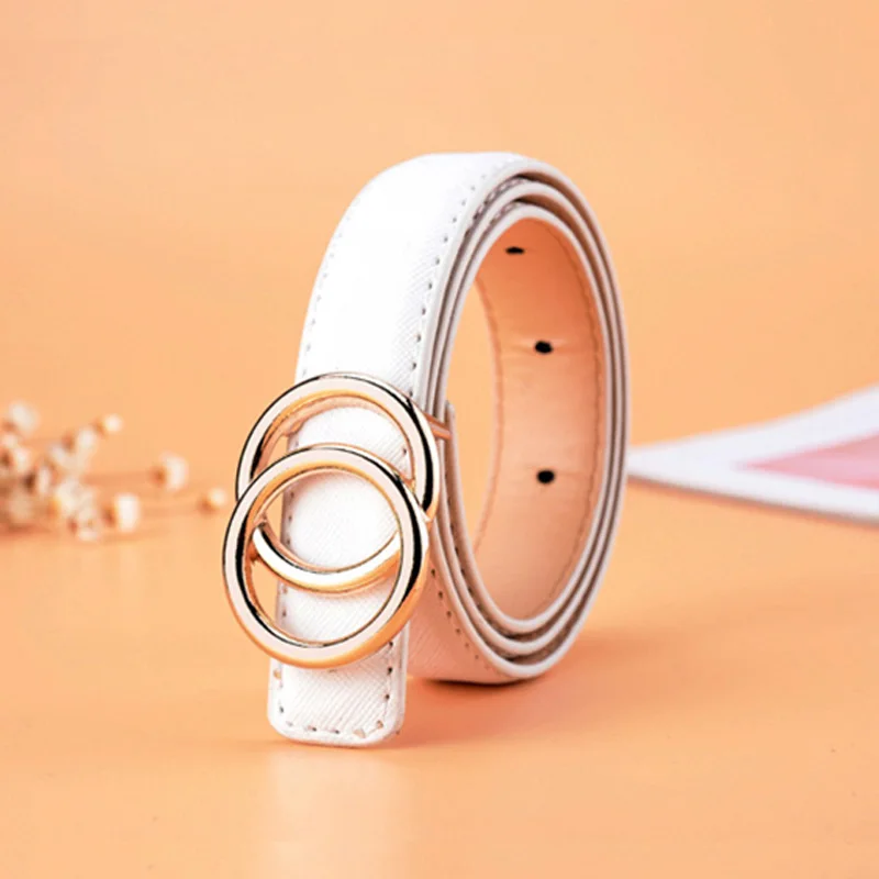 white two circles Высокое качество Детские кожаные ремни для мальчиков и девочек детские повседневные Pu поясной ремень пояс Джинсы Брюки Регулируемый Z31 - Цвет: white two circles